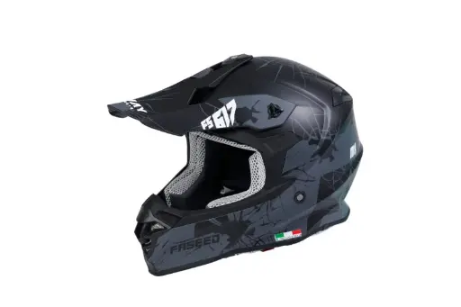SWAY SW 617 MATT CRAK Black Grey Cross Kask